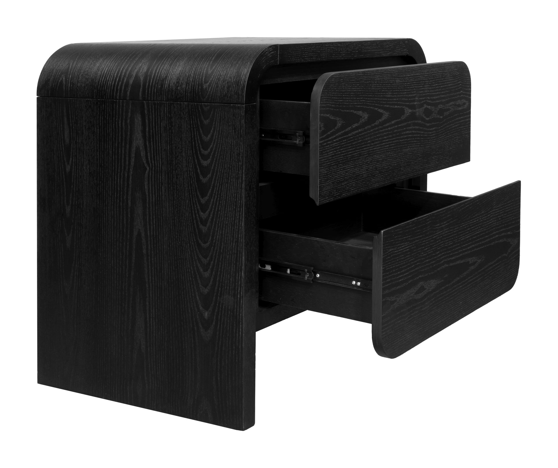 Elora Two Drawer Nightstand in Jet Black Ash - What A Room