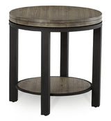 Canyon Solid Wood and Metal Round End Table in Washed Grey - What A Room