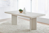 Caye Stone Top Double Pedestal Dining Table with Ivory Cement Base - What A Room