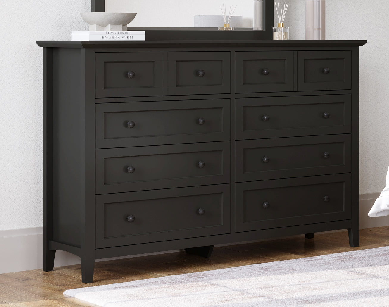 8 drawer dresser black Belmont Tall Add understated elegance to your bedroom with this casual transitional piece Ravenne 8-drawer Velvet Upholstered LED
