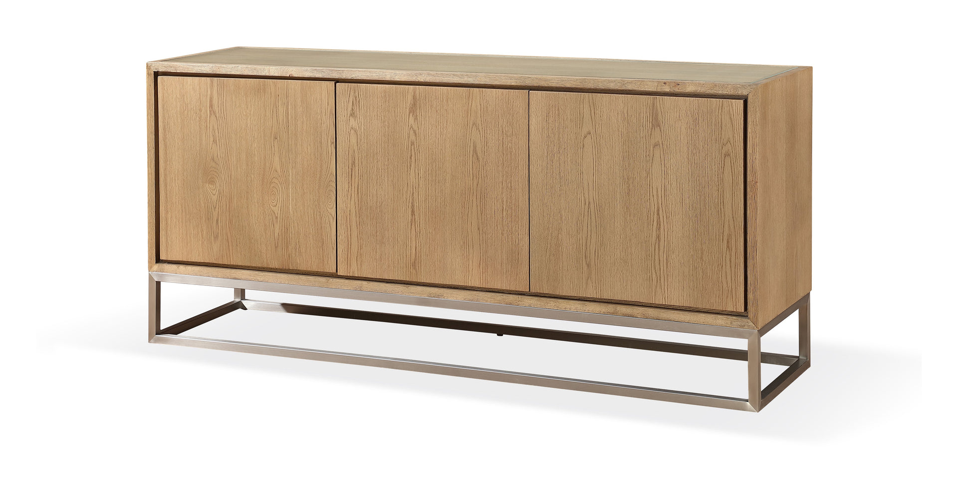 One Modern Coastal Metal Base Sideboard in White Oak and Brushed Stainless Steel - What A Room