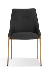 Cyrus Upholstered Dining Chair in Coal Fabric and Brushed Bronze Metal (Set of 2) - What A Room