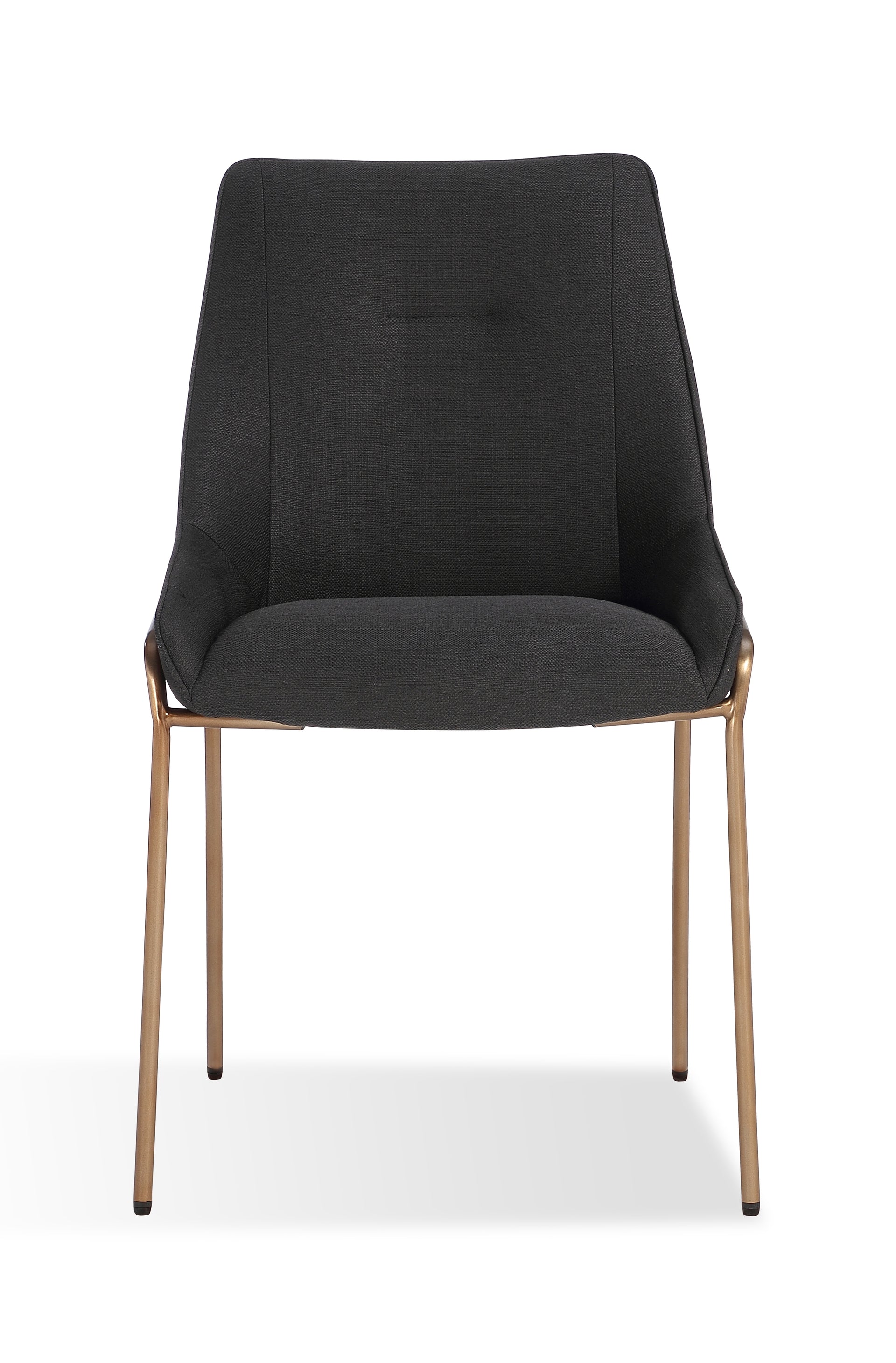 Cyrus Upholstered Dining Chair in Coal Fabric and Brushed Bronze Metal (Set of 2) - What A Room