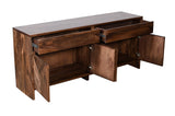 Fevano Four Door Two Drawer Solid Wood Sideboard in Smoked Brown - What A Room