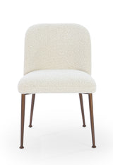 Avery Upholstered Dining Chair in Ricotta Boucle and Bronze Metal (Set of 2) - What A Room