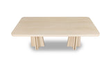 Zinnia Ash Wood Double Pedestal Dining Table in White Sand - What A Room