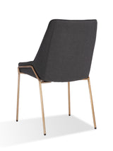 Cyrus Upholstered Dining Chair in Coal Fabric and Brushed Bronze Metal (Set of 2) - What A Room