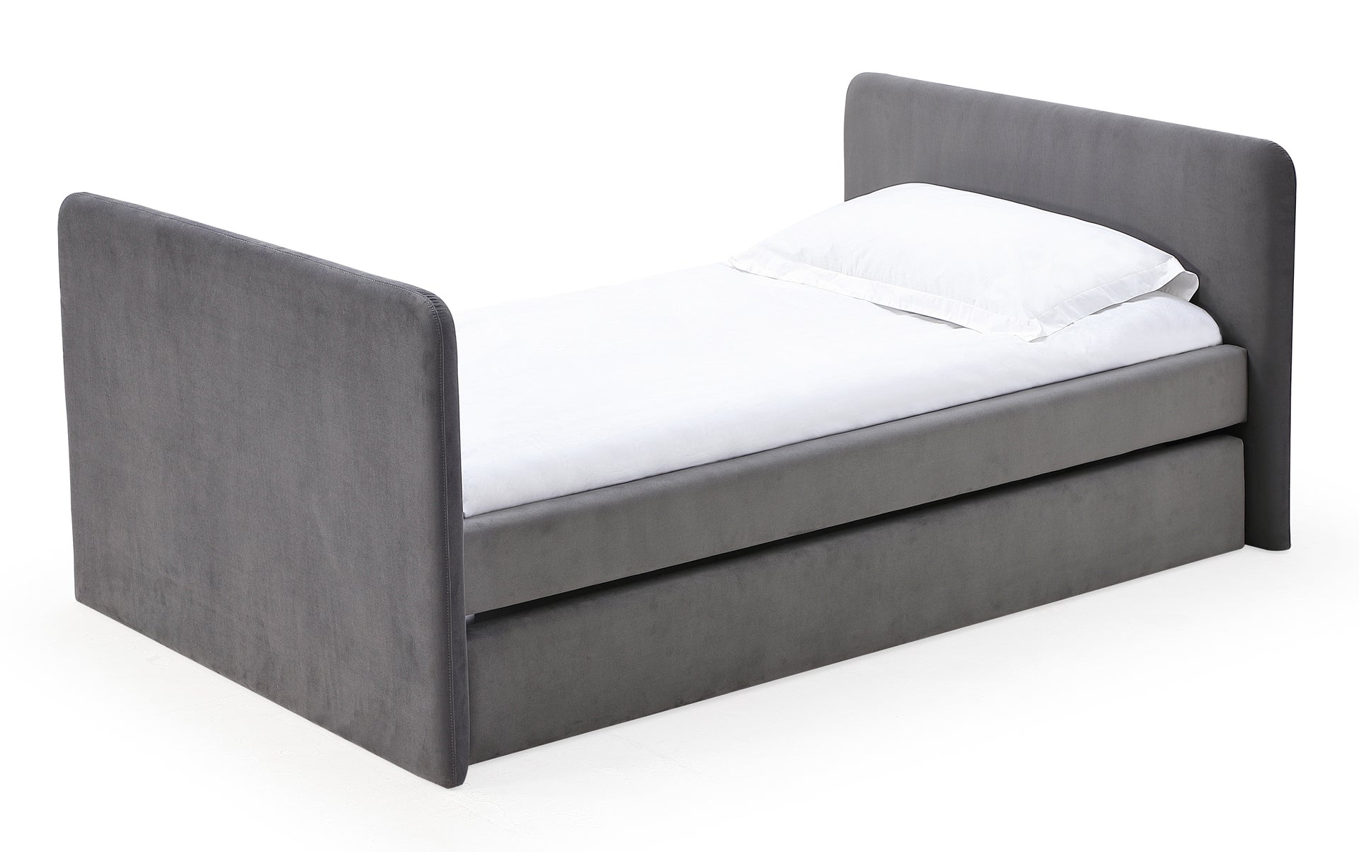 Elora Upholstered Daybed with Trundle in Charcoal Velvet - What A Room