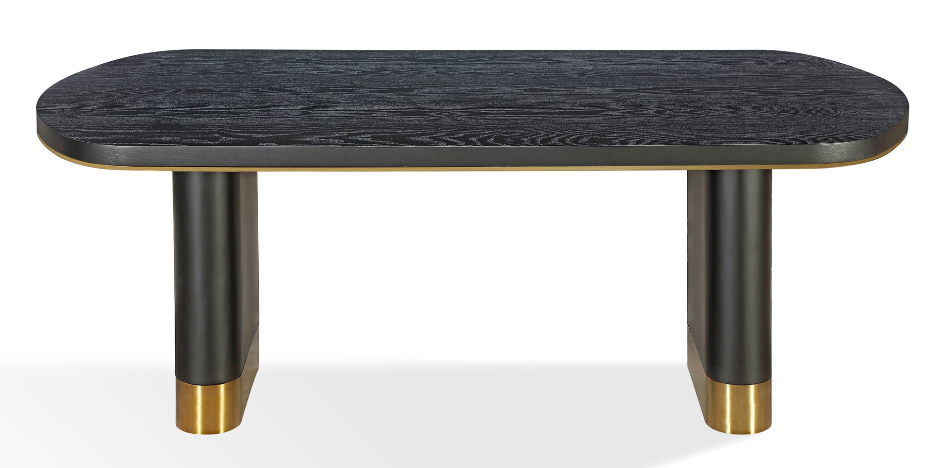 Doheny Wood and Metal Oval Dining Table in Black and Brass - What A Room