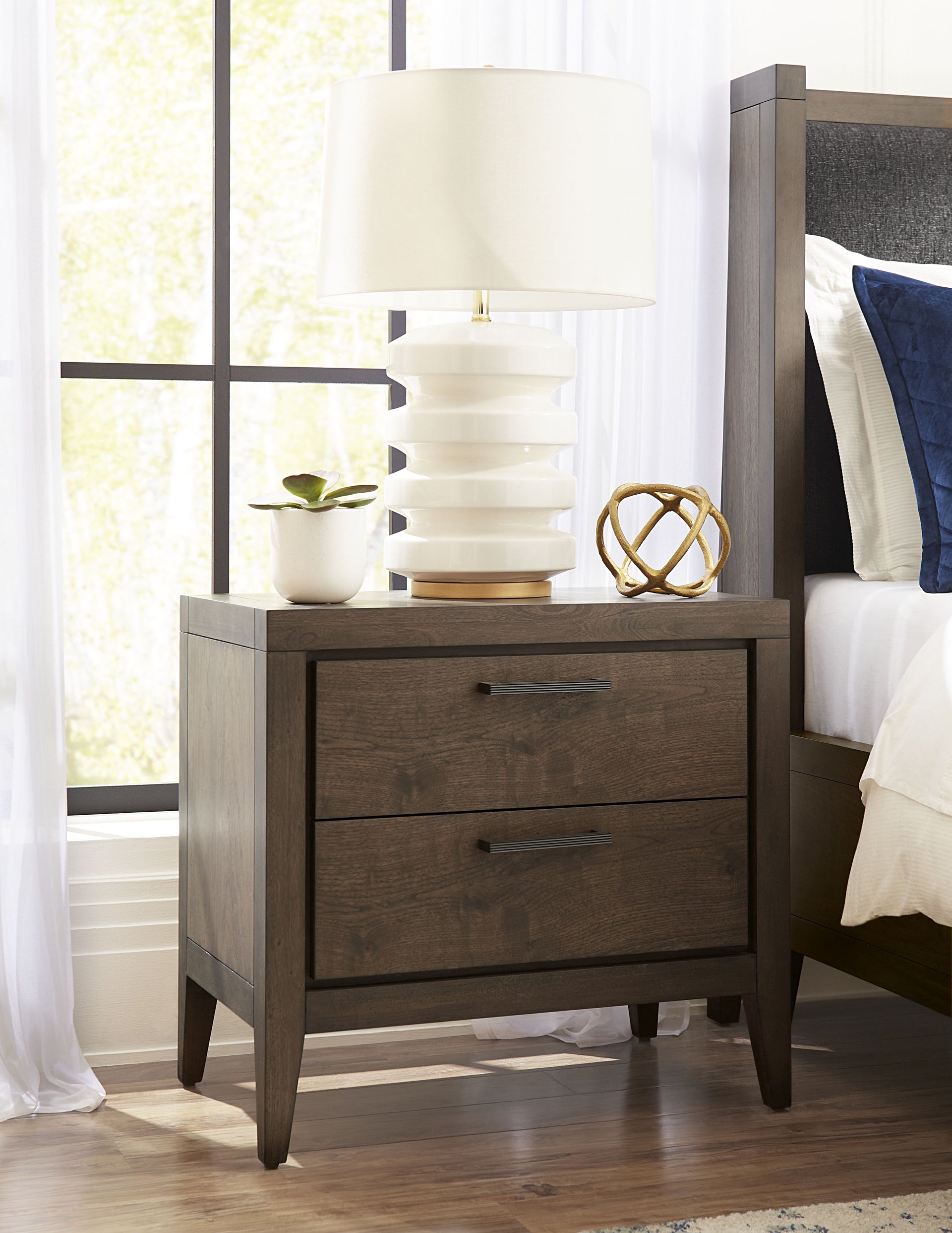 Boracay Two Drawer USB Charging Nightstand in Wild Oats Brown - What A Room