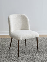 Avery Upholstered Dining Chair in Ricotta Boucle and Bronze Metal (Set of 2) - What A Room