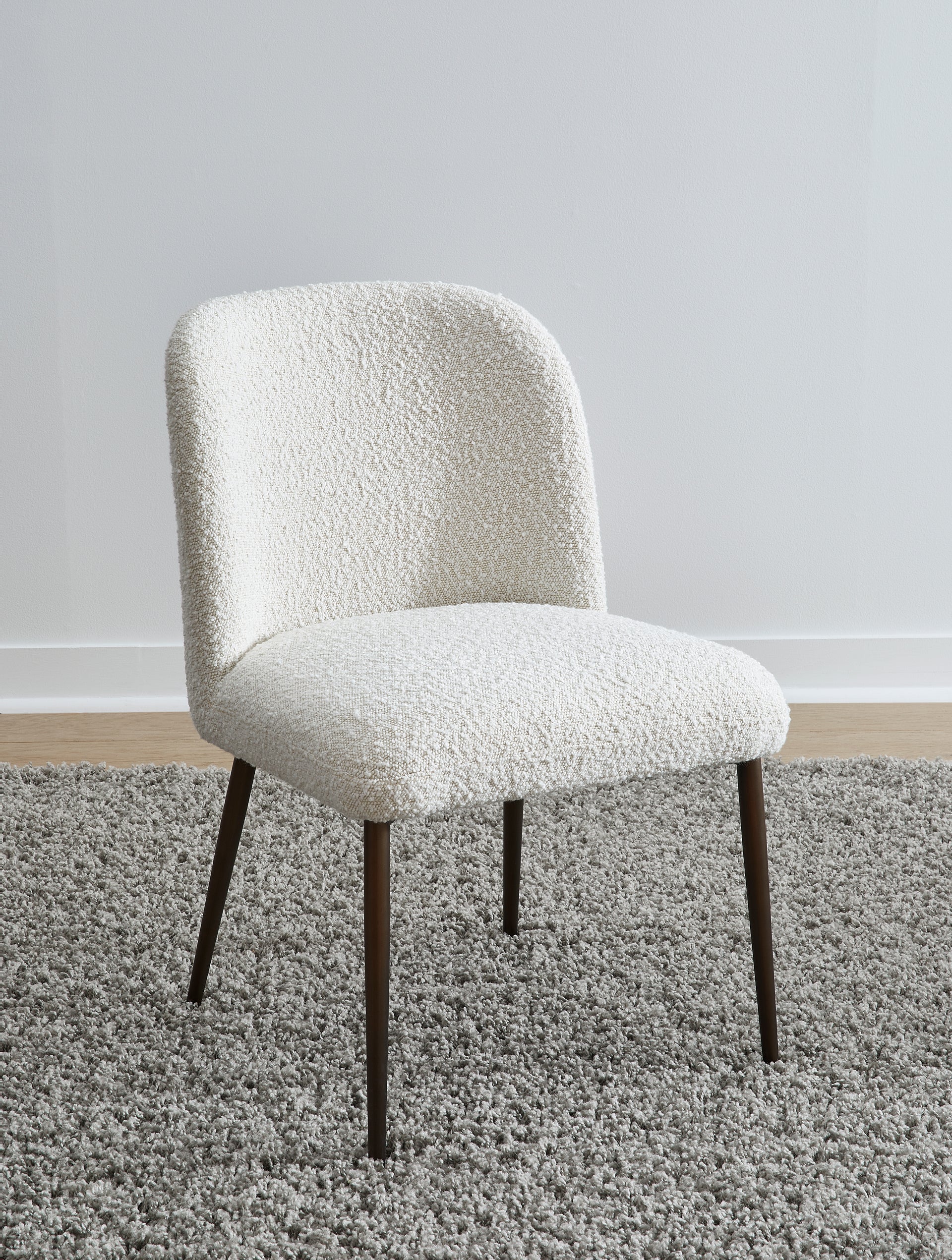 Avery Upholstered Dining Chair in Ricotta Boucle and Bronze Metal (Set of 2) - What A Room