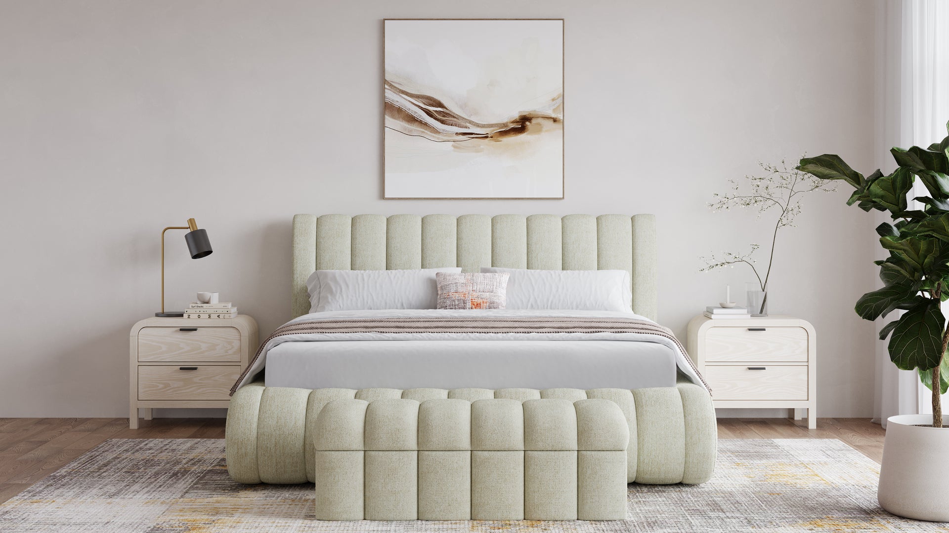 Savage Maximalist Upholstered Bed in Sandy Chenille - What A Room