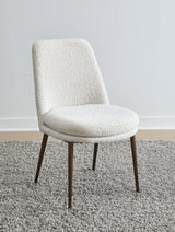 Wyatt Upholstered Dining Chair in Ricotta Boucle and Bronze Metal (Set of 2) - What A Room