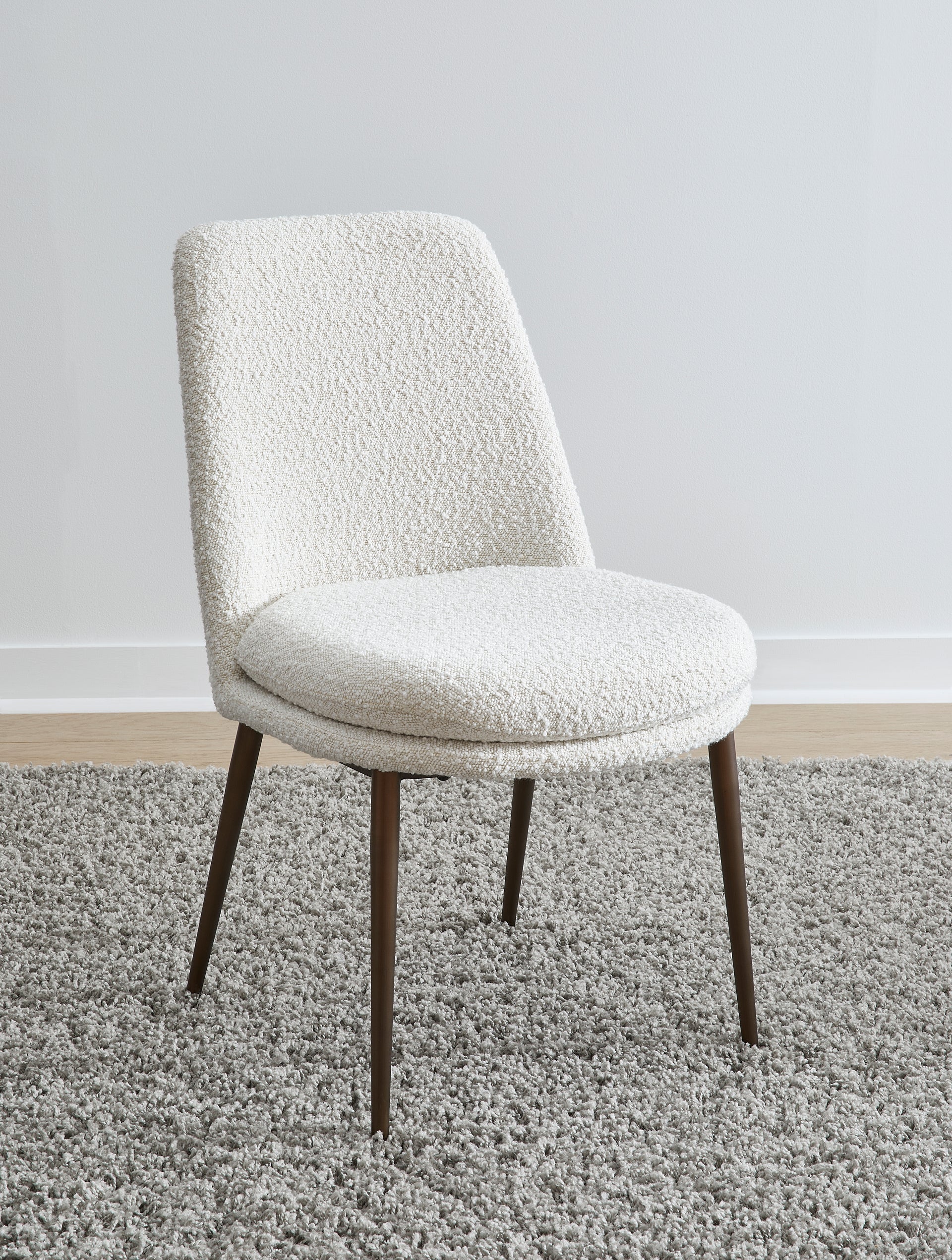 Wyatt Upholstered Dining Chair in Ricotta Boucle and Bronze Metal (Set of 2) - What A Room