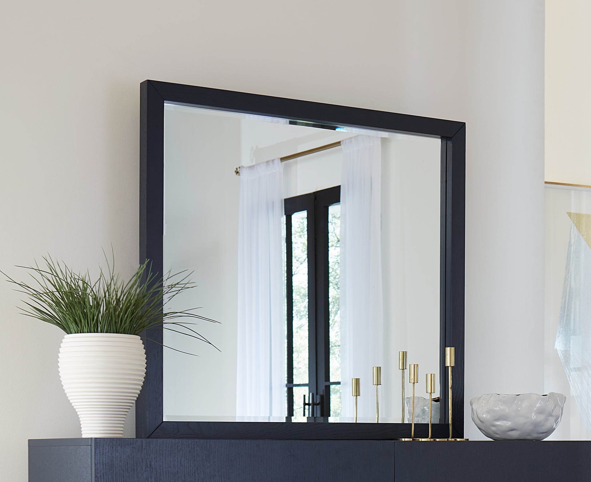 Argento Beveled Glass Wall or Dresser Mirror in Navy Blue - What A Room