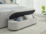 Kiki Upholstered Hinged Storage Bench in Cotton Ball Boucle - What A Room