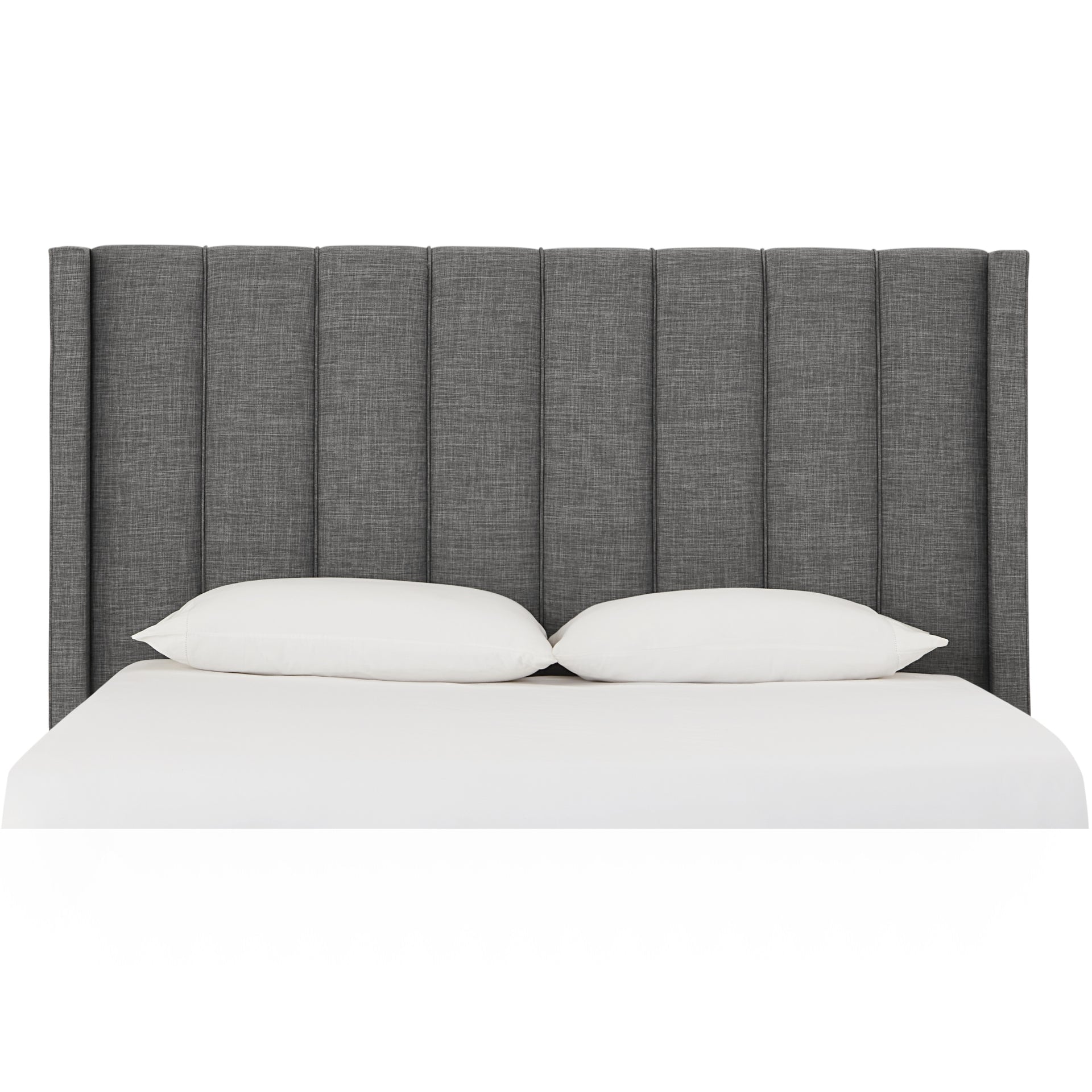 Palermo Wingback Upholstered Headboard in Dark Stone Linen - What A Room