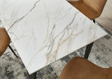 Nicoya Stone Top Rectangular Dining Table in Pumpkin Spice Stone and Black Metal - What A Room