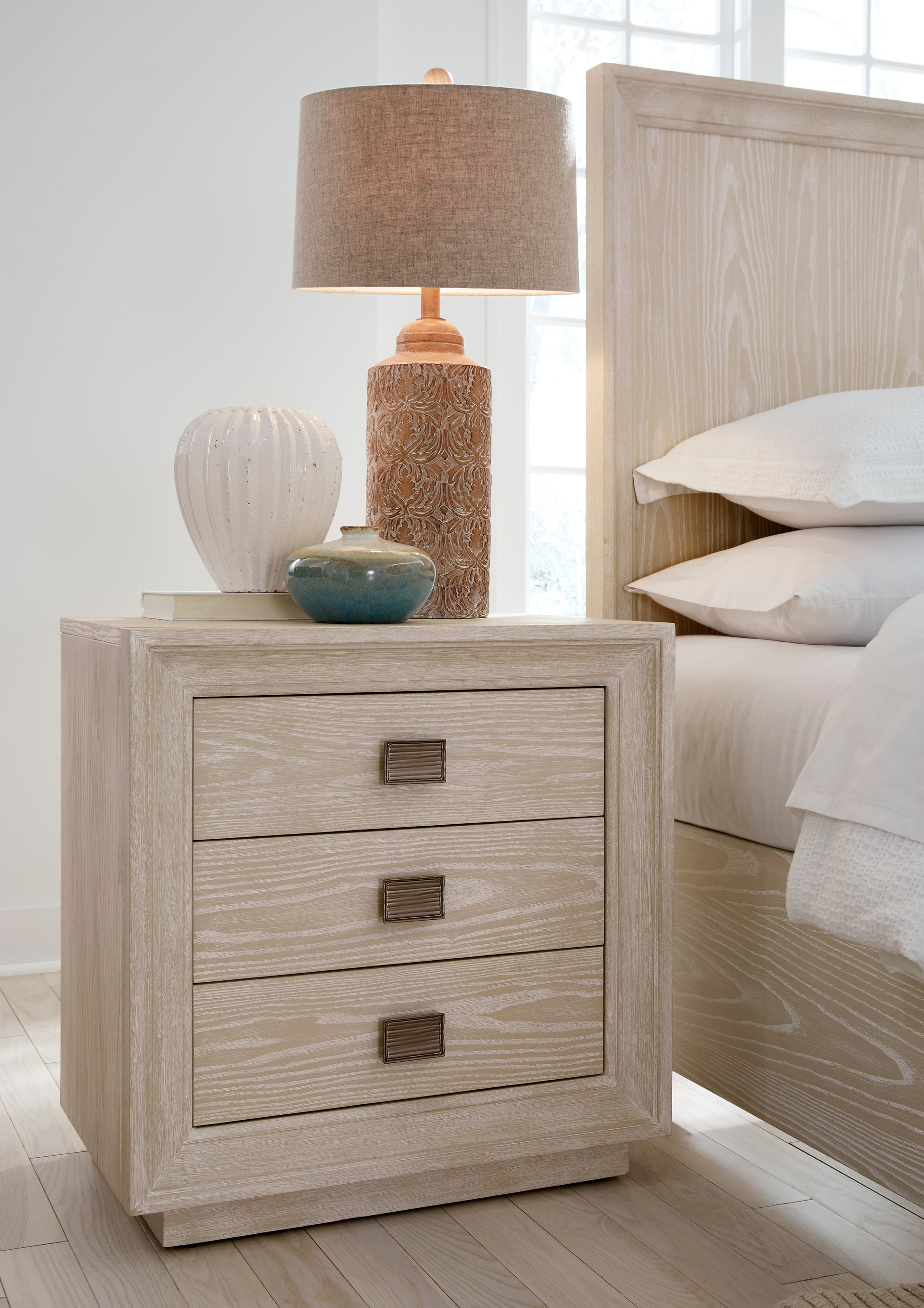 Maxime Three Drawer USB-Charging Nightstand in Ash - What A Room
