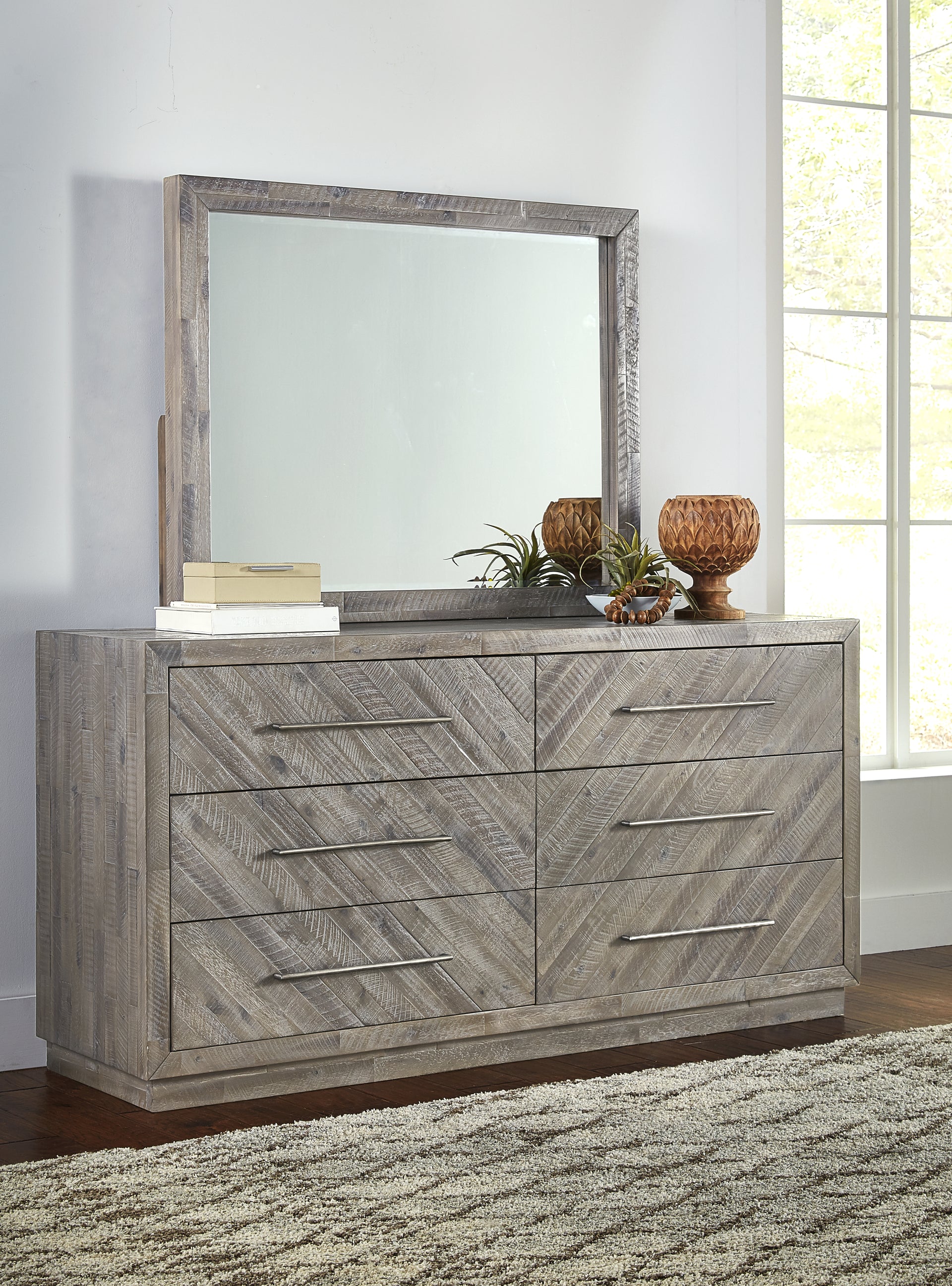 Alexandra Solid Wood Six Drawer Dresser in Rustic Latte - What A Room