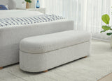 Kiki Upholstered Hinged Storage Bench in Cotton Ball Boucle - What A Room