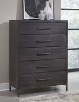 Lucerne Five-Drawer Metal Leg Chest in Vintage Coffee - What A Room