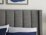 Palermo Upholstered Wingback Platform Bed in Dark Stone - What A Room
