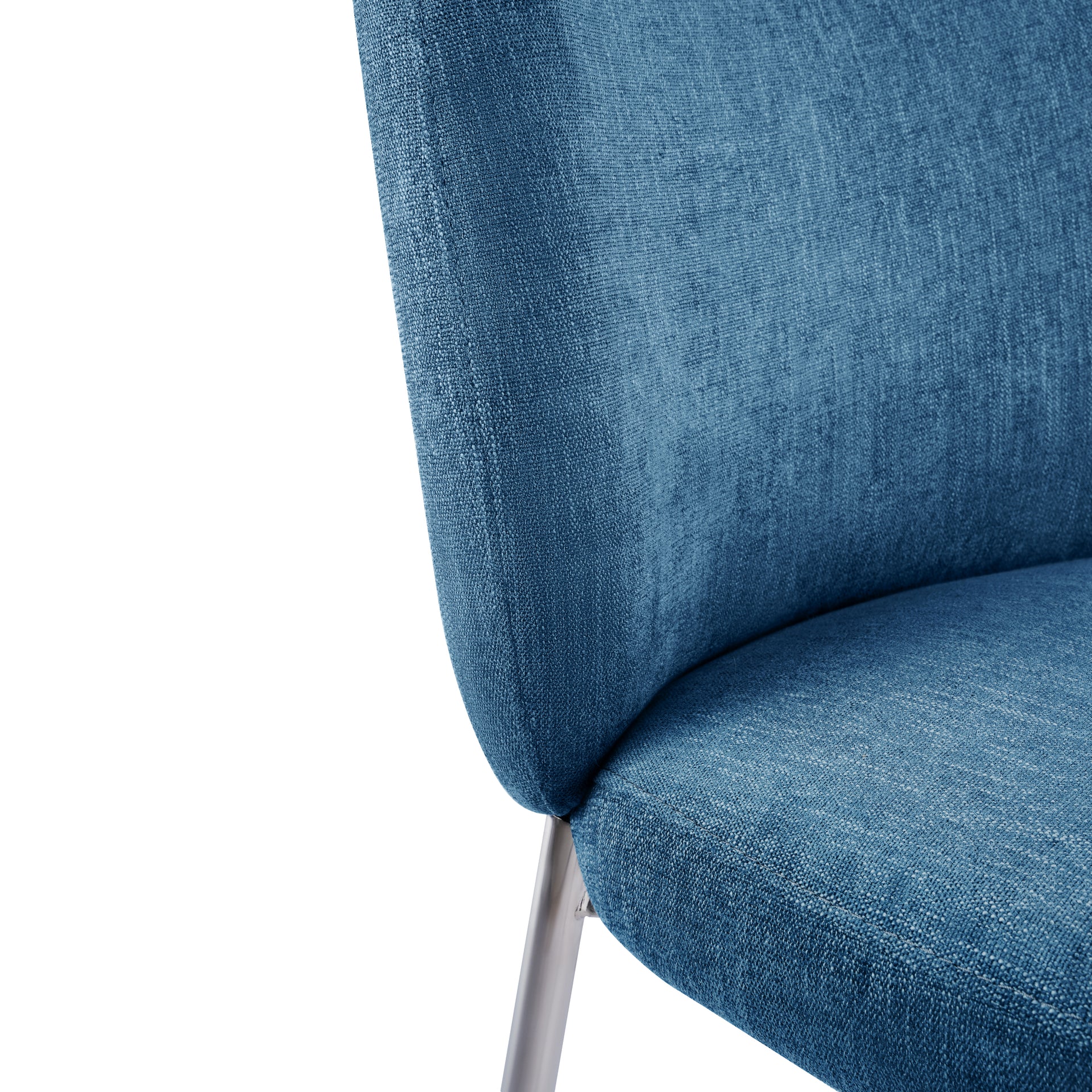 Fomo Chenille-upholstered Stainless Steel Base Dining Chair in Azure (Set of 2) - What A Room