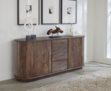 Liyana Solid Wood Three Drawer Two Door Sideboard in Natural Tan - What A Room