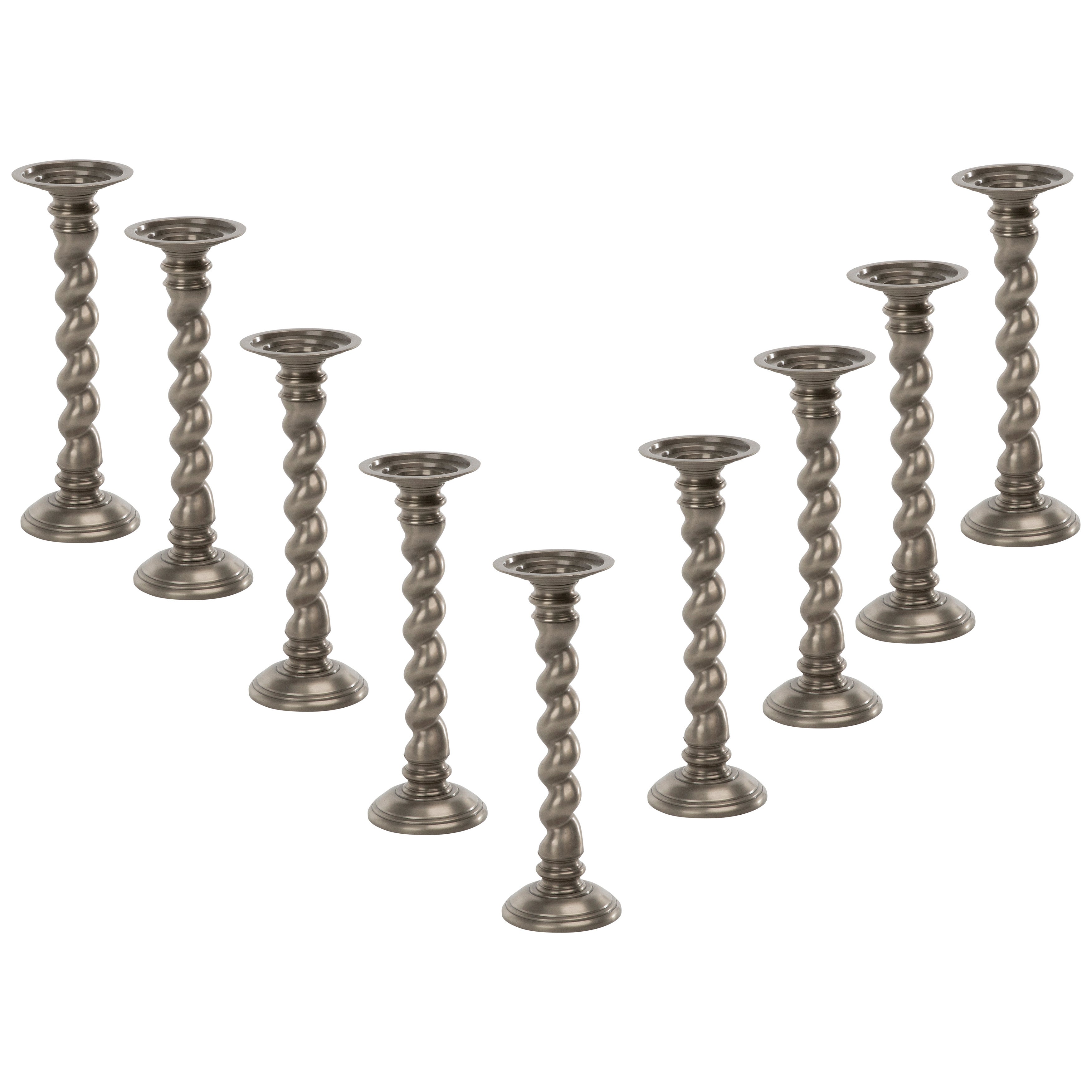 Candle Stand Pewter Finish  Set of 9 - What A Room