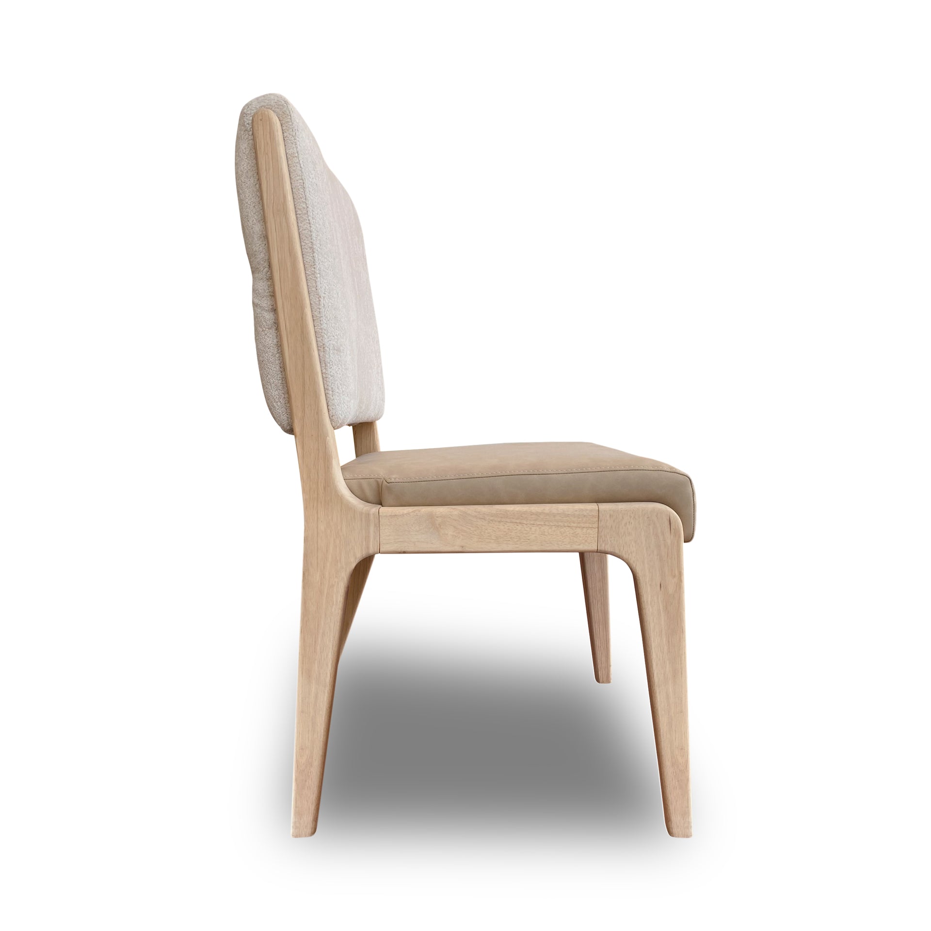 Zinnia Upholstered Dining Chair in White Sand, Buttermilk Leather and Dune Chenille (Set of 2) - What A Room