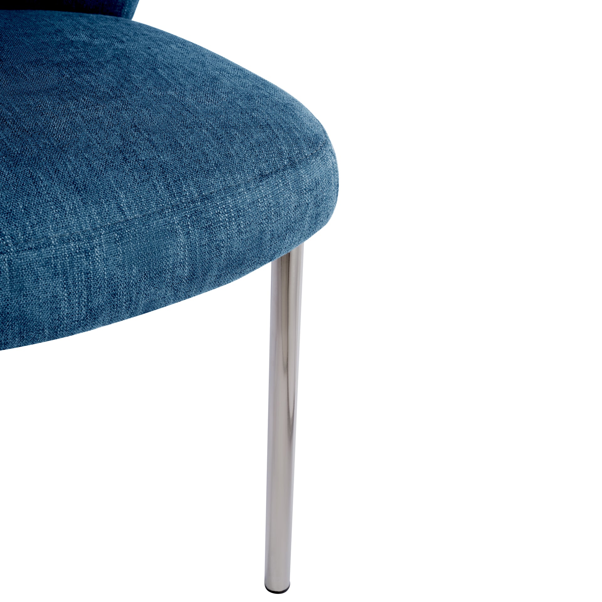 Fomo Chenille-upholstered Stainless Steel Base Dining Chair in Azure (Set of 2) - What A Room