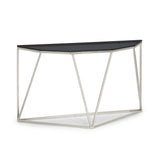 Aria Smoked Glass and Polished Stainless Steel Console Table - WhatARoom Furniture