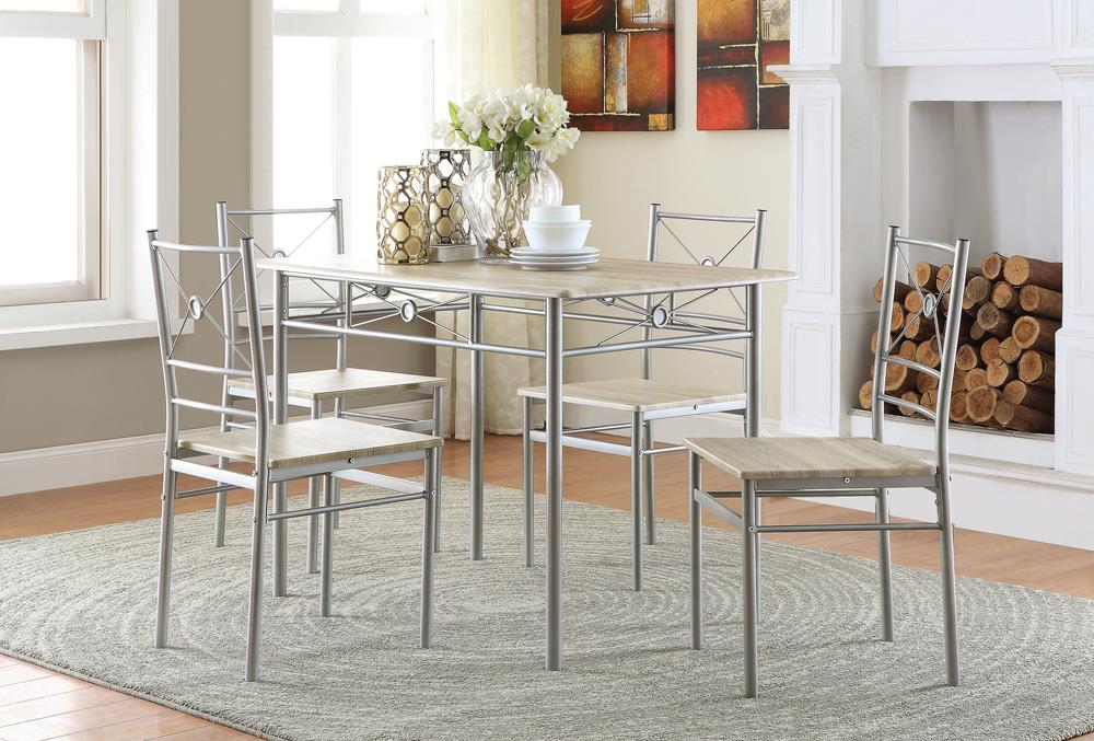 5-piece Rectangular Dining Set Brushed Silver - What A Room