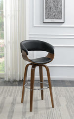 Upholstered Swivel Bar Stool Walnut and Black - What A Room