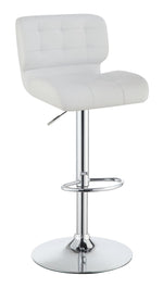 Upholstered Adjustable Bar Stools Chrome and White (Set of 2) - What A Room
