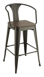 Wooden Seat Bar Stools Dark Elm and Matte Black (Set of 2) - What A Room