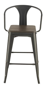 Wooden Seat Bar Stools Dark Elm and Matte Black (Set of 2) - What A Room