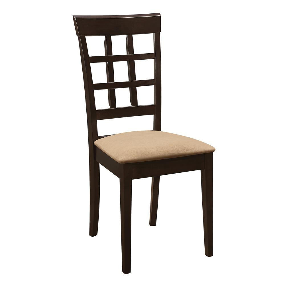 Gabriel Lattice Back Side Chairs Cappuccino and Tan (Set of 2) - What A Room