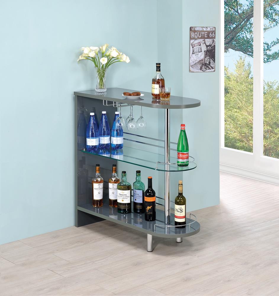 3-tier Bar Table Glossy Grey and Clear - What A Room