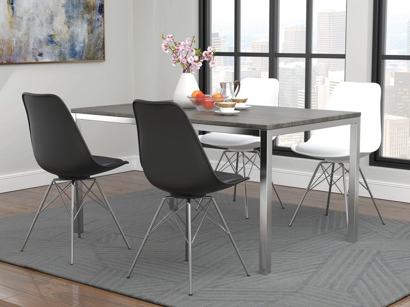 Armless Dining Chairs White and Chrome (Set of 2) - What A Room