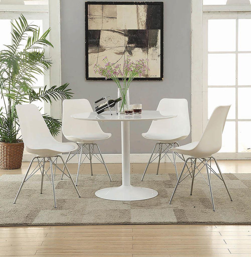 Armless Dining Chairs White and Chrome (Set of 2) - What A Room