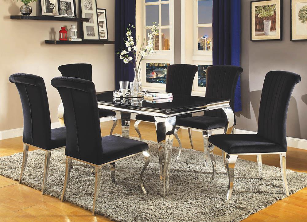 Carone Rectangular Dining Table Chrome and Black - What A Room