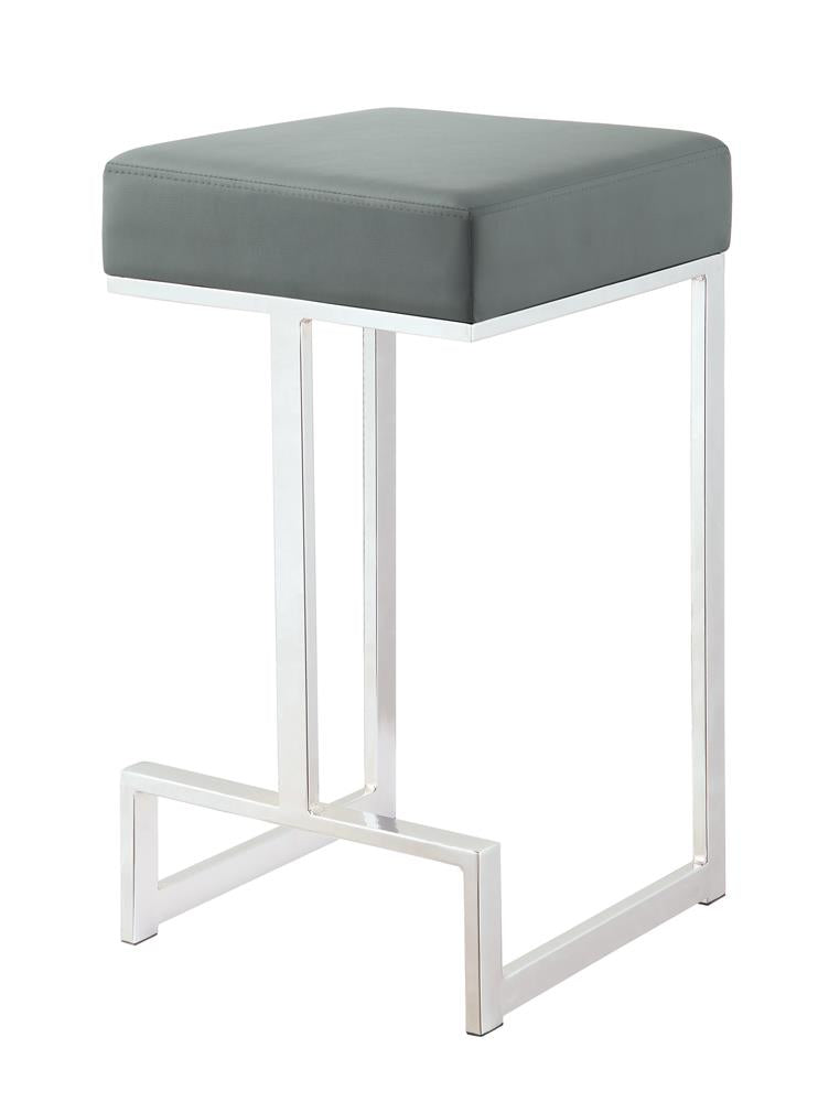 Square Counter Height Stool Grey and Chrome - What A Room