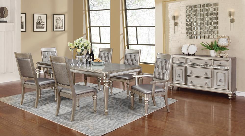 Danette Rectangular Dining Table with Leaf Metallic Platinum - What A Room