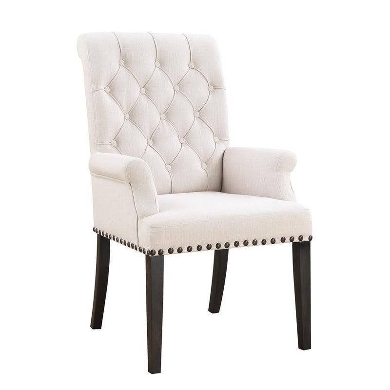 Phelps Upholstered Arm Chair Beige and Smokey Black - What A Room