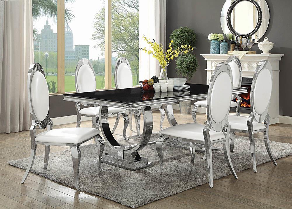 Antoine Rectangular Dining Table Chrome and Black - What A Room