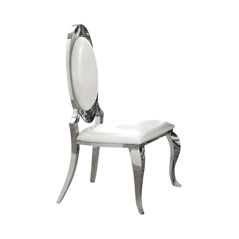 Antoine Oval Back Side Chairs Cream and Chrome (Set of 2) - What A Room