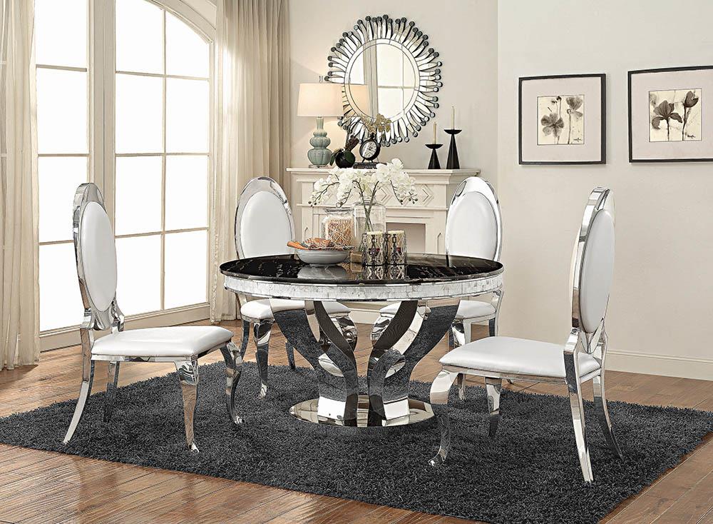 Anchorage Round Dining Table Chrome and Black - What A Room